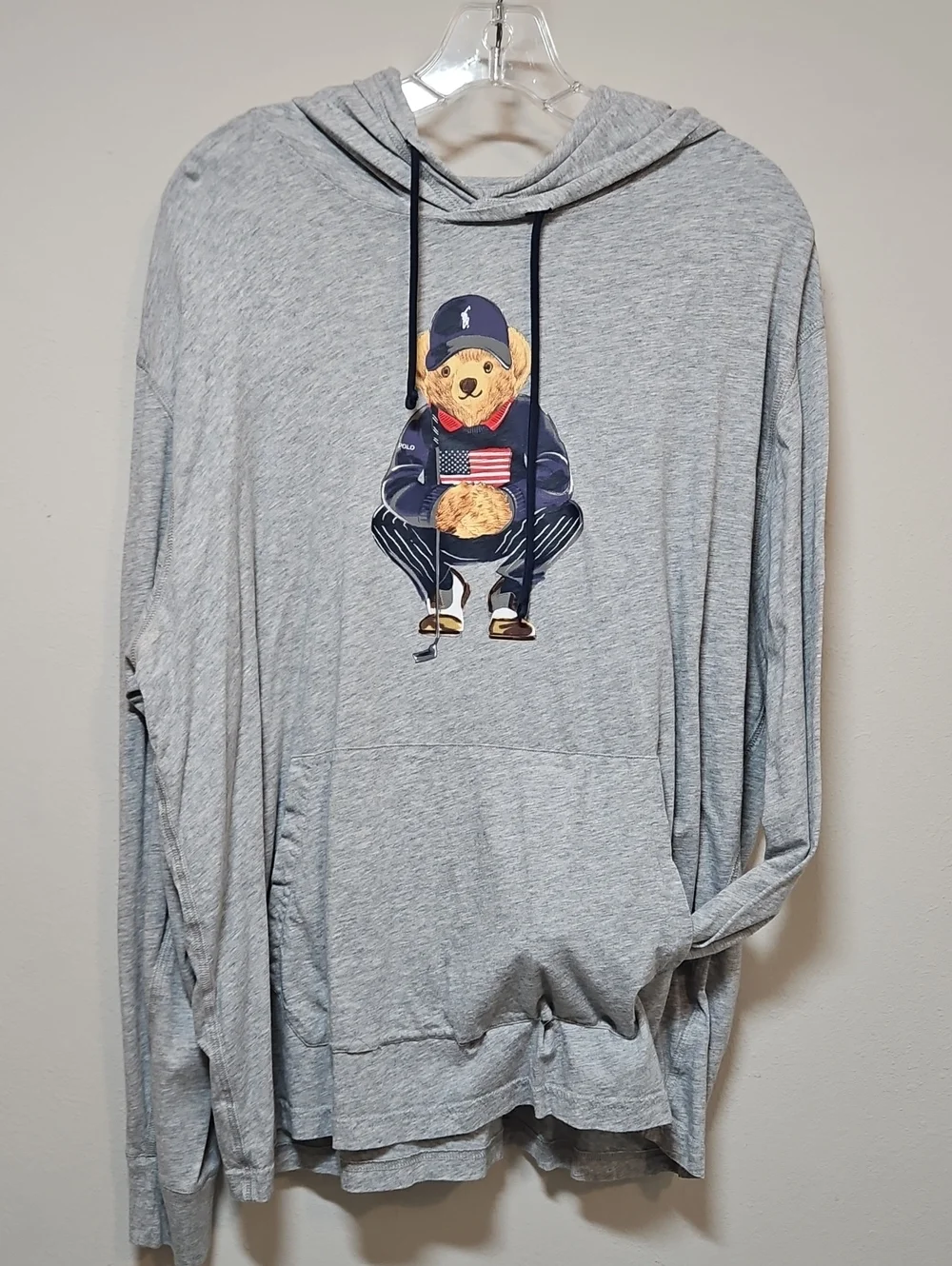 Polo by Ralph Lauren XL Light Gray Polo Bear Golf Hooded Long-Sleeve Shirt